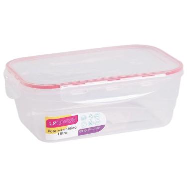 Imagem de Pote para Mantimentos Hermético Plástico LP House Retangular Vermelho 1L