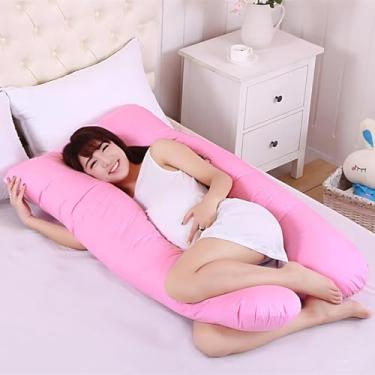 Imagem de Travesseiro de Corpo para Gestante em Formato U, Suporte para Gravidez (Rosa)