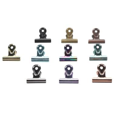 Imagem de 10 Clipes Coloridos da Dobradiça Dos Pces, Clipes Galvanizados do Arquivo da Dobradiça Dos Grampos do Documento do Metal Mini para Receitas do Arquivo da Foto Dos Pacotes (S