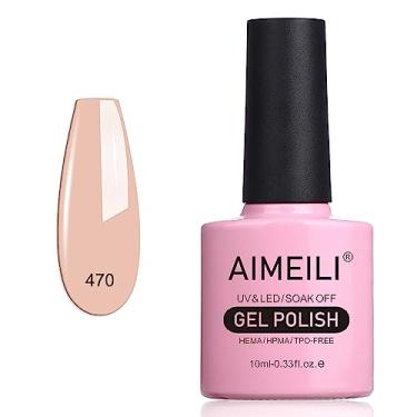 Imagem de AIMEILI Esmalte de gel marrom gelatinoso Hema Free Soak Off U V Sheer Natural translúcido gel polonês DIY manicure e pedicure em casa - 470 10 ml