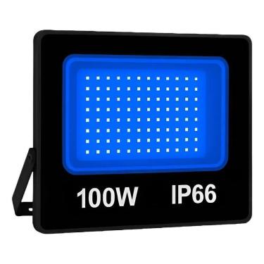 Imagem de 2X Refletor Led Holofote Cor Azul 100W Bivolt Decoração Pisc