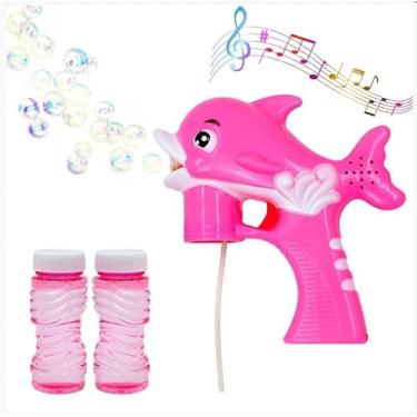 Imagem de Lança Bolhas De Sabão Pistola Lançador De Bolinhas Golfinho (Rosa)