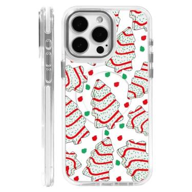 Imagem de DAIZAG Capa para iPhone 16 Pro Max, [compatível com MagSafe], capa de telefone para mulheres e meninas, capa magnética transparente, árvore de Natal com bolinhas