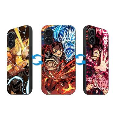 Imagem de TNOLTK Capa 3D iPh 16 Plus Anime Motion Anime Capa de telefone à prova de choque TPU macio anti-arranhões Capa de mangá japonês antiderrapante para iPh 16 Plus