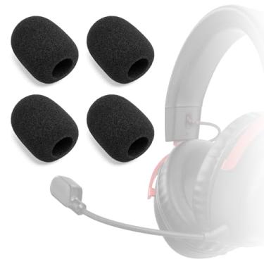Imagem de Voarmaks Capa de microfone compatível com Kingston HyperX Cloud III, Cloud 3 Gaming Headset, microfone de espuma de substituição de alta densidade para para-brisas