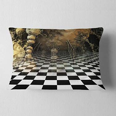 Imagem de Designart Composição geométrica close-up ' manta lombar contemporânea sala de estar, sofá, enchimento de almofada de alta qualidade + capa de almofada impressa em ambos os lados 30,5 x 50,8 cm