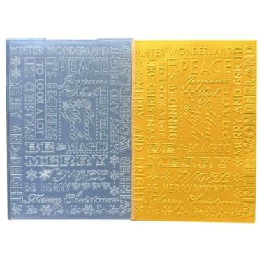 Imagem de DIYology Pastas de gravação de sentimento de Natal para fazer cartões, palavras de fundo de bênção de Natal, modelo de pasta de gravação em relevo para artesanato em papel faça você mesmo, scrapbook