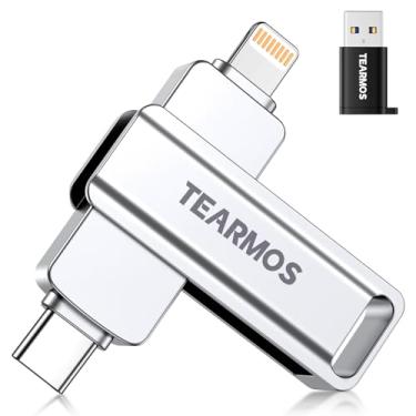 Imagem de TEARMOS Flash Drive de 256 GB destinado a iPhone iPad, armazenamento em cartão de memória para backup de fotos e vídeos, compatível com iPhone iPad Android PC, Plug and Play, sem necessidade de
