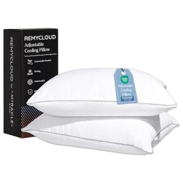 Imagem de Almofadas de resfriamento ajustáveis RemyCloud, pacote com 2 – dupla face, tecido instantâneo fresco e capas de algodão respirável – absorção de umidade, lavável na máquina – Loft com 2 inserções
