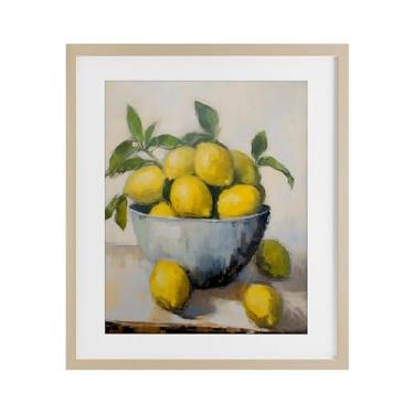 Imagem de Stupell Industries Lemon Still Life Bowl Impressão emoldurada de bétula sob vidro, design por Creative Studio, 40,6 x 33,5 cm