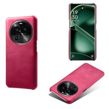 Imagem de Capa para OPPO Find X6 Pro,Proteção contra quedas,Casca de volta de cor sólida simples,Design de couro de imitação de plástico-Rose