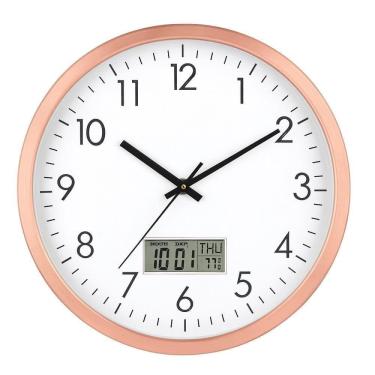 Imagem de Relógio Parede Luxo Display Digital Temperatura Calendário Escritório Sala Consultório Despertador