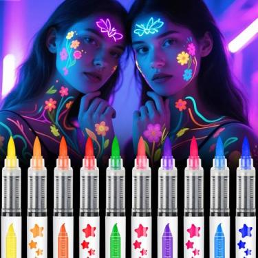 Imagem de Marcadores UV para rosto e corpo nsxsu Glow in The Dark 10 cores