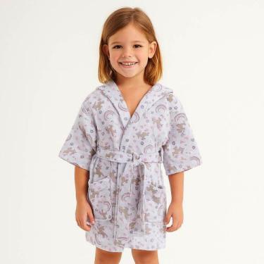 Imagem de Roupão Infantil Malha Felpuda com Capuz 230g/m² Bene Casa, Unicórnio, 