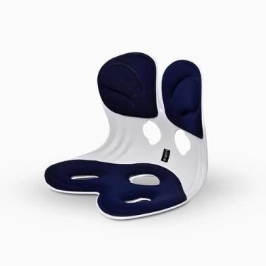 Imagem de Almofada Apoio Lombar Cadeira Correção Coluna G Azul - MIWILL