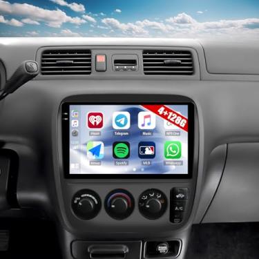 Imagem de [4 + 128 G] Rádio estéreo para carro Android 15 para Honda CRV 1997-2001 com carro sem fio e Android Auto, rádio de carro de 23 cm com link espelhado Bluetooth FM/RDS WiFi GPS EQ DSP SWC + câmera de