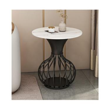 Imagem de Mesa de centro de design simples, mesa de canto redonda, lateral pequena para família, mesa de canto de café e chá para sala de estar, sala de jantar, quarto de cama, mesa lateral minimalista para