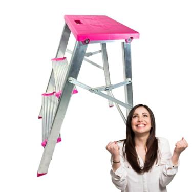 Imagem de Banqueta Três Degraus Aluminio Reforçada (Rosa)