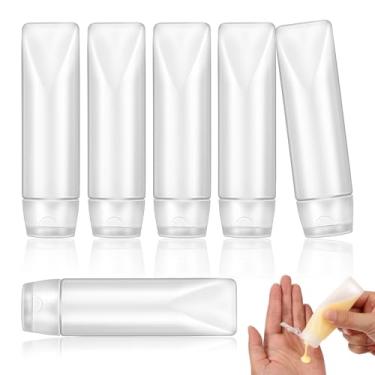 Imagem de 6 garrafas de viagem de 28,3 g, tubos vazios de pasta de dente recarregáveis, tubos de compressão vazios à prova de vazamento, recipiente de pasta de dente de viagem para artigos de higiene pessoal