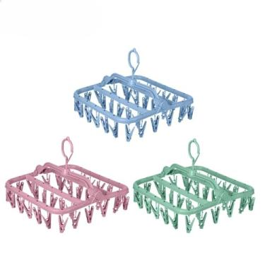 Imagem de Varal Dobravel Roupa Intima, 32 Prendedores, Adequado para Calcinhas, Sutiãs, Biquínis e Meias, 32cm X 18cm(Cor Aleatório,Kit 1)