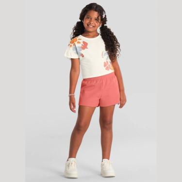 Imagem de Conjunto Infantil Menina Cropped Florido Off White -Brandili