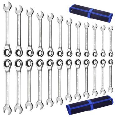 Imagem de Conjunto de chaves de catraca Qnkaa 24 unidades métricas de 8-19 mm e 