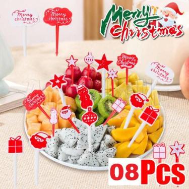 Imagem de Mini garfos palitos infantis petiscos lanches Frutas Natal - PromoGala