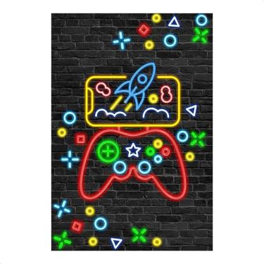 Imagem de Painel De Festa Retangular Aniversário Sublimado Game Neon