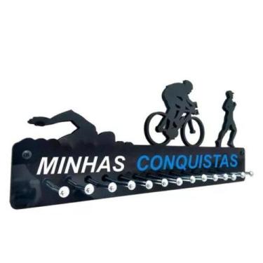 Imagem de Porta Medalha Triathlon Masculino 34cm Comprimento - QUADRO DE MEDALHA