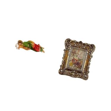 Imagem de Fenteer Escultura de Resina de São José com Detalhes Florais Esculpidos à Mão, Suporte Decorativo de Mesa para Porta-retratos Antigo para Decoração de Escritó