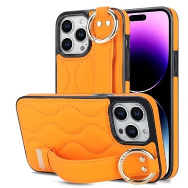 Imagem de Capa de telefone com pulseira de couro PU para iPhone 15 14 Plus 13 12 Mini 11 Pro Max X XS XR 7 8 Plus Capa de suporte, amarela, para iPhone 7Plus (8Plus)