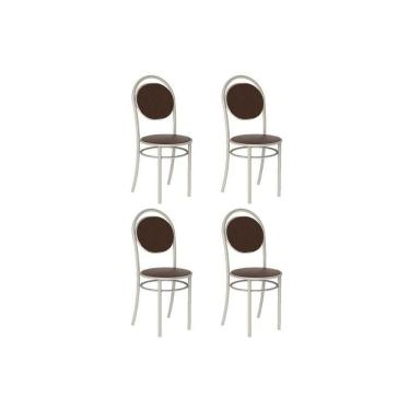Imagem de Cadeira Sala De Jantar 190 Aço Kit 4 Uni Prata-courano Cacau - Carraro
