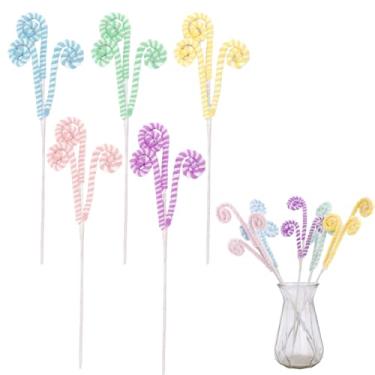Imagem de 5pçs Picks Árvore Natal Pastel, 40cm Encaracolados Enfeites Bengala Doce Decoração Topo Árvore Cor Macaron Decorações Festas para Casa Vaso Grinalda Guirlanda