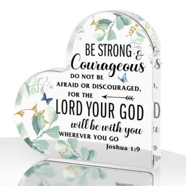 Imagem de Presentes cristãos para mulheres, amigas, versículo bíblico, decoração de escritório, decoração de mesa, presentes de agradecimento, Natal, Ação de Graças, placa acrílica, em forma de coração, placa