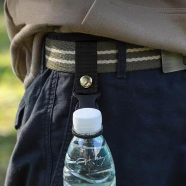 Imagem de 2 peças de mosquetão para garrafa de água, chaveiro portátil, clipe de garrafa de água mineral para entusiastas ao ar livre, para acampamento, caminhada, preto