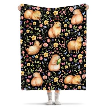 Imagem de Cobertor Capybara Presente para Meninas Meninos Crianças - 101,6 cm x 127 cm Cobertor de flanela macia Leve Confortável Cobertor de Lã Confortável Presente para Mulheres Homens Decoração Sofá Sofá