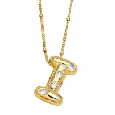 Imagem de Conjunto de bolhas de letras A-Z banhado a prata com diamantes para mulheres, colar feminino, joia fina, presente para mamãe, 45+5cm, Cobre, Sem Pedra Preciosa