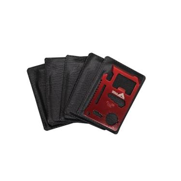 Imagem de Multiferramenta Ninja Outdoorsman 11 em 1 de aço inoxidável para cartões de crédito e sobrevivência, Vermelho, 5 Pack