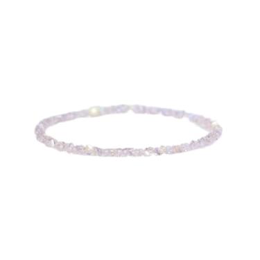 Imagem de Pulseira feminina de cristal azul austríaco ultrafino com cordão elástico na cor champanhe rosa, conjunto de pulseiras em camadas, leve e luxuoso, design minimalista, perfeito como presente para