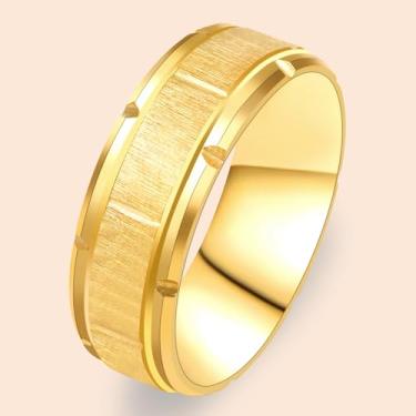 Imagem de Anel masculino de aço inoxidável | 8 mm de largura para marido e pai | Joias clássicas e duráveis para aniversário, Natal Y4035, Aço inoxidável, Sem pedra preciosa