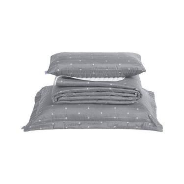 Imagem de Kit Cobre Leito Solteiro 4 Peças Bordado Urbany 100% Poliéster Hipercal 400 Fios Cor:cinza.