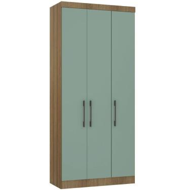 Imagem de Guarda Roupa Modulado 101,50cm 3 Portas Paris Luciane Móveis Avelã Pf Com Verde Pf