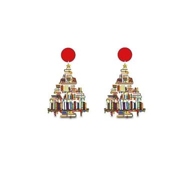 Imagem de Todu Tema de Natal Pingente de Madeira Brincos Papai Noel Arco-íris Árvore de Natal Ônibus Caminhão Vaca Neon Várias Impressões Bonitas Para Mulheres Meninas Feito à Mão Natal Ano Novo Jóias Festivas, 1pair, Madeira, Sem pedra preciosa