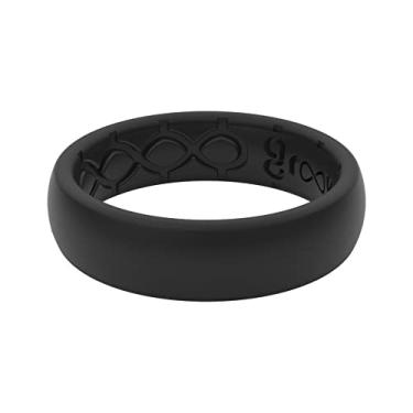 Imagem de Groove Life Anel de silicone fino sólido anéis de casamento de borracha respirável para mulheres, cobertura vitalícia, design exclusivo, anel de ajuste confortável, 7, Silicone, Sem pedra preciosa