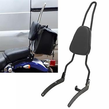 Imagem de Motaux Almofada para encosto traseiro Passenger Tall Sissy Bar para Yamaha Virago 400 535 XV400 XV535 todos os anos, preta