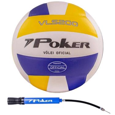 Imagem de Bola Vôlei Poker VLS 200 Semi Pro + Bomba de Ar Unissex Branco e Amarelo-Unissex