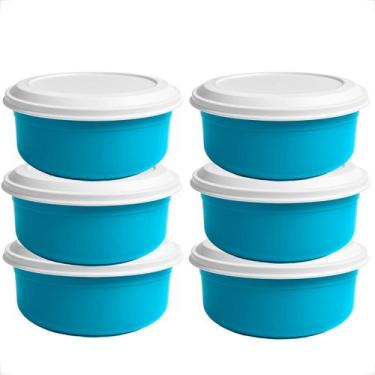 Imagem de Kit Saladeira 4,6L 10 Unidades Coloridas com Tampa Branca Em Plástico 