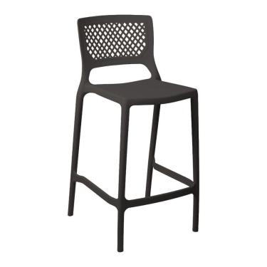 Imagem de Banqueta Alta Para Cozinha Grafite Empilhável Vênus Em Polipropileno Acrilys
