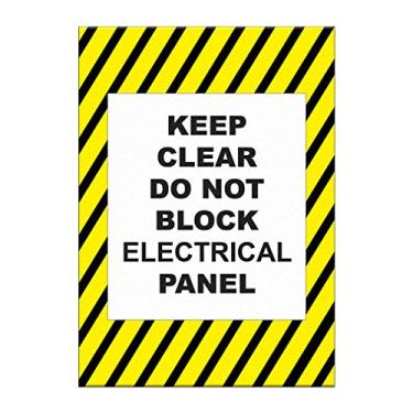 Imagem de Adesivos de piso para painel elétrico Keep Clear Do Not Block Antiderrapante Forma Vertical Estilo de Vida Sinais Industriais Adesivos 61 cm Mais Longo Lado