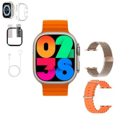 Imagem de Smartwatch W69 Ultra Gps 49mm Amoled Nfc Com Pulseira Oceano Pelicula Case Protetora Lançamento-Unissex